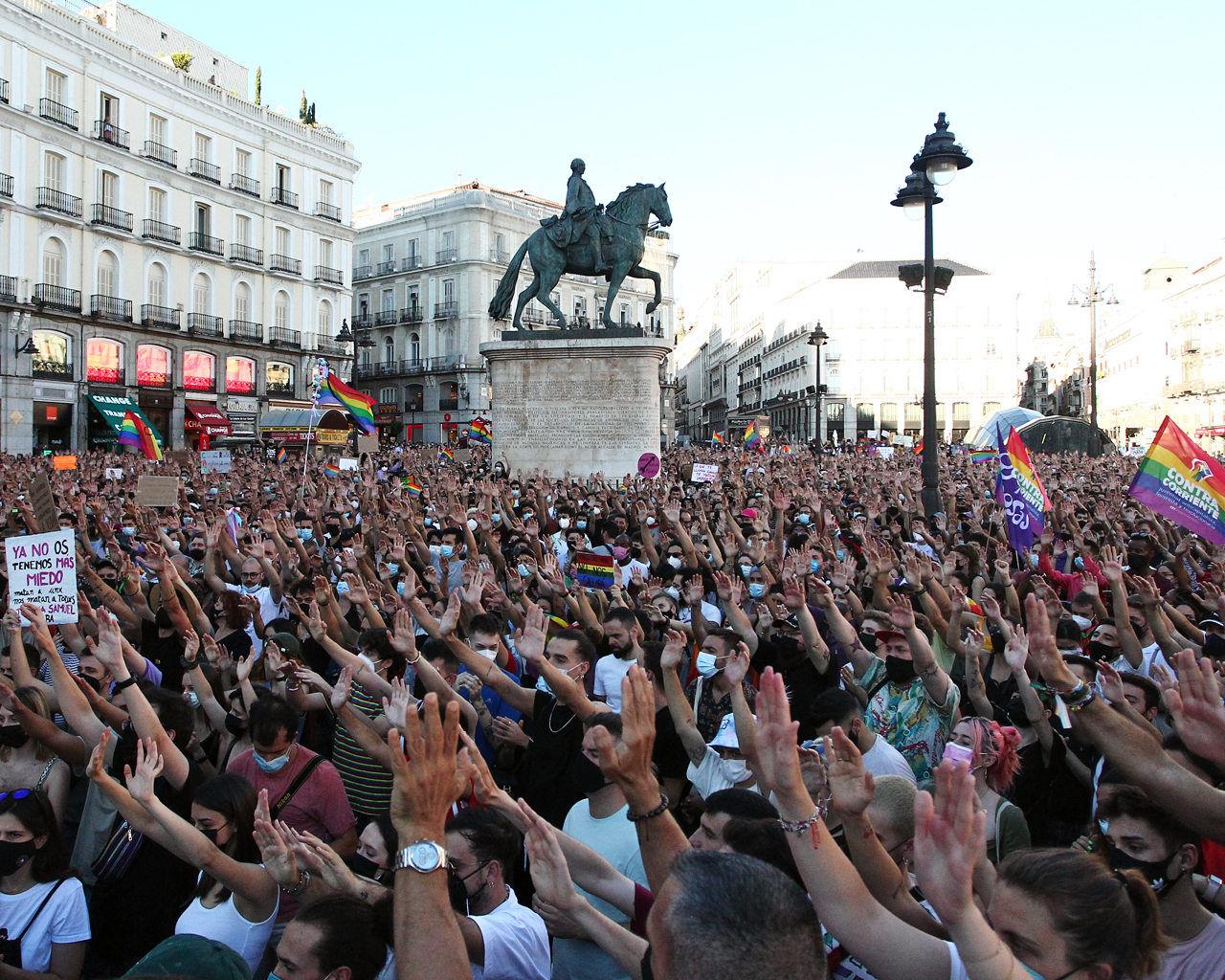 Manifestación en repulsa por el asesinato de Samuel Luiz. Madrid. 05/07/2021.